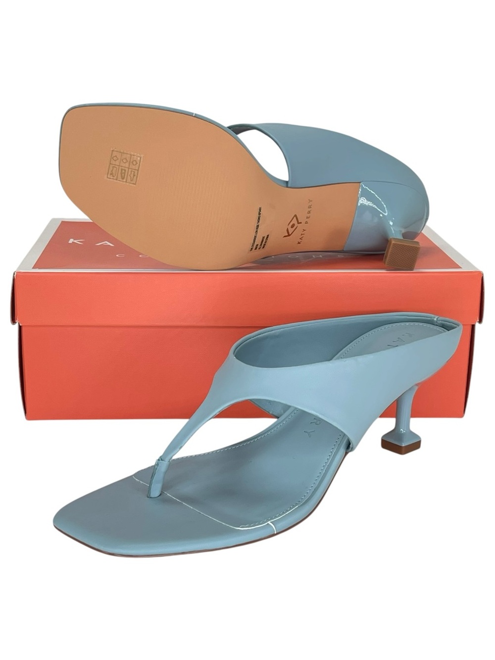 Katy Perry Oceanside Blue Low Rise Heeled Womens Thong Sandals Size 9M - Picture 9 of 10